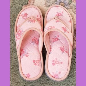 Dearfoams Microfiber Terry Thong memory foam Slippers M 7-8 ☁️ 🌷